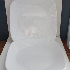 Corelle Cherish Pattern Lot of 2 Square Dinner Plates